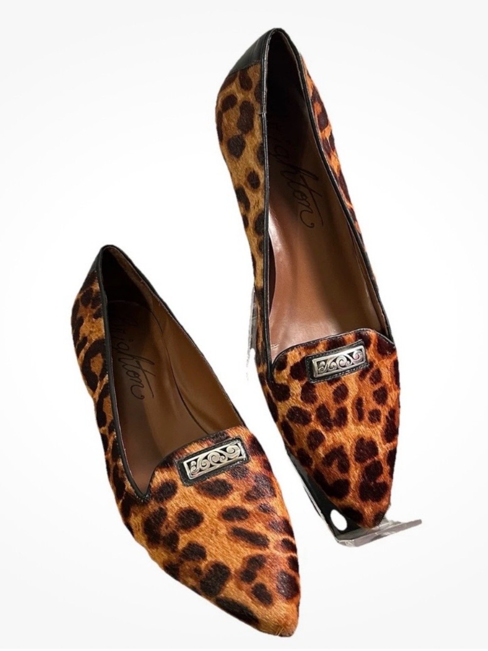 Brighton EVE Calf Hair Pointed Leopard Flats Women's Size 8.5 Preppy Classic